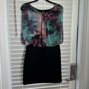 Aidan by Aidan Mattox Black Blouson dress skirt Water Color